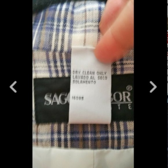 SAG HARBOR Petite Boxy Blazer Size 14 Plaid Blue - Picture 7 of 7